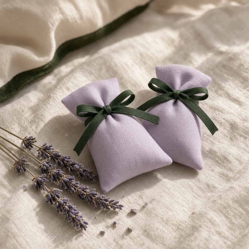 Lavender sachets tied with ribbon